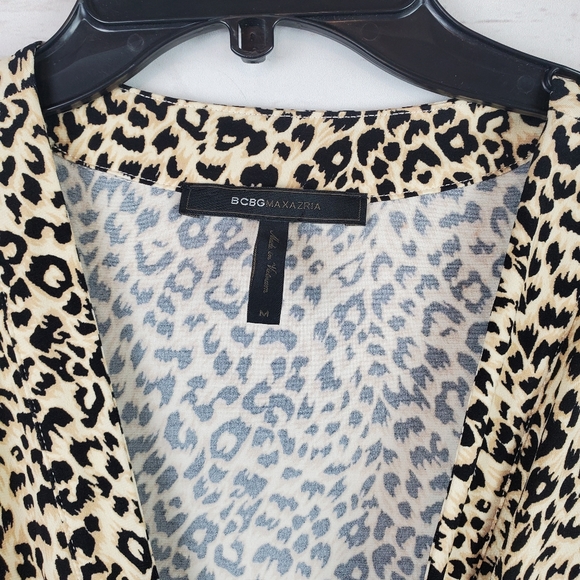 Bcbgmaxazria cheetah print faux wrap dress - Picture 2 of 4